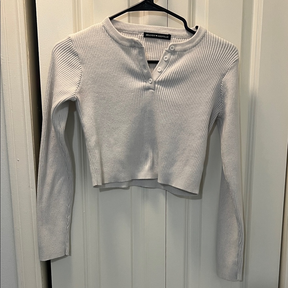 Brandy Melville Ribbed Crop Top - Cream